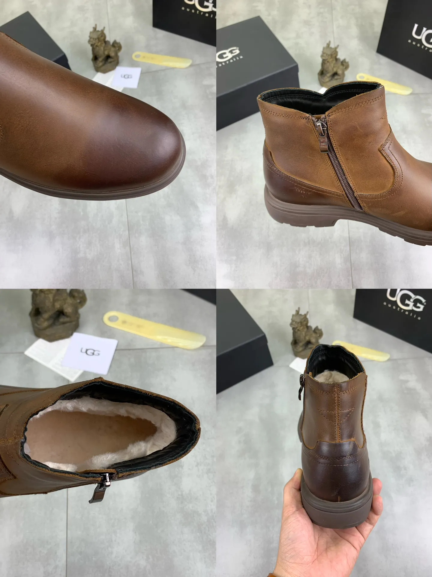 Factory price P640 💶[UGG] (full wool lining) Top-end high-quality fur integrated warm snow boots from Australia's warm luxury men's shoes brand, UGG-5877 official website synchronized, made of imported cowhide, carefully sewn...Imported rubber outsole (comfortable, soft, wear-resistant) The quality is really great...Exquisite workmanship, you can't put it down at first sight, code number: 39-44 Color: 3️⃣colors available